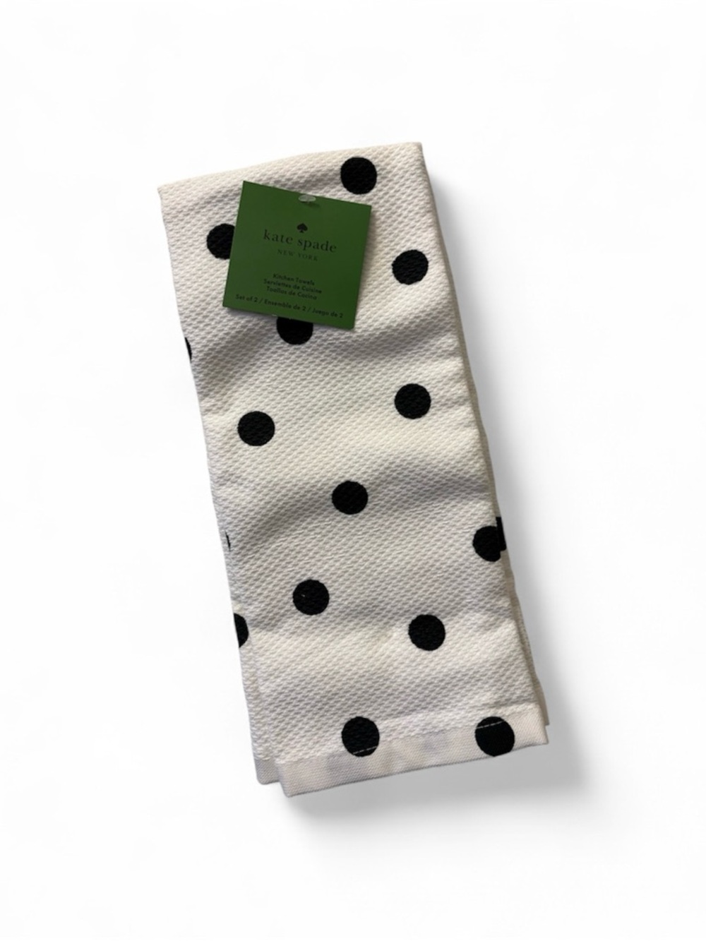 kate spade White and Black Polka Dot Kitchen Towel with Tag